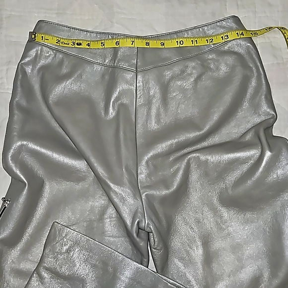 St. John Silver 100% Leather Pants Sz 4 - Picture 3 of 11